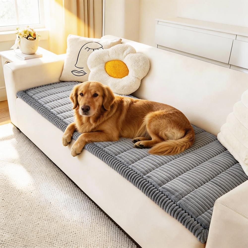 Couch Cover for Dogs Washable, Fuzzy Pet Couch Covers for 3 Cushion Sofa Pet Friendly, Non Slip Sofa Cover (Blue-Grey, 27.6" x 59"/70 x 150cm)