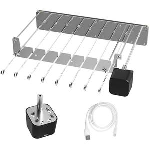 YAGEANNL Electric 360° Rotating Stainless Steel Shish Kabob Skewers Set with 10PCS Flat Skewers for Kabob Grill, Atomatic Rotating Grill with Motor for Outdoor, Kebab Skewer Turner for BBQ