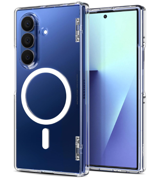 Spigen for Galaxy Z Fold 7 Case, Ultra Hybrid Pro MagFit [Anti-Yellowing] [Fast Wireless Charging/Hinge Protection] - Clear White 