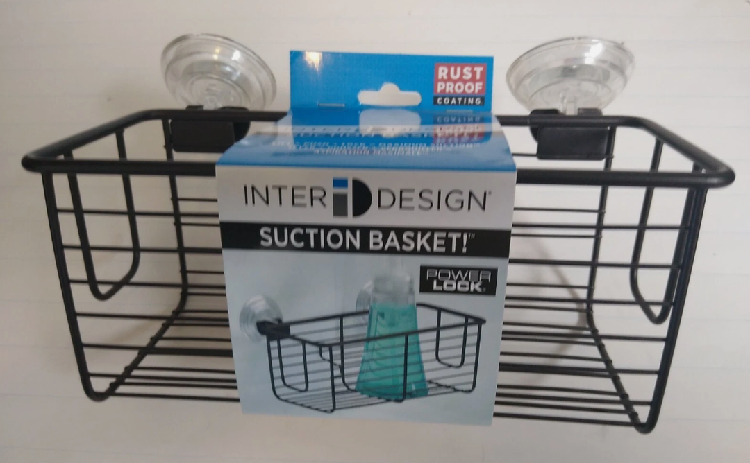 Inter Design Suction Basket maximum suction Black Color Rust proof Inter Design Suction Basket maximum suction Black Color Rust proof