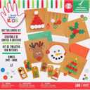 Holiday Kids Crafts Kit, 188pc - Makes 6 Cards & 6 Gift Tags - Christmas Card Making Supplies with Envelopes, Craft Buttons, Kraft Paper, Pom Poms, and More