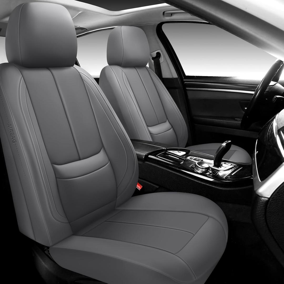 Full Coverage Leather Car Seat Covers Full Set,Waterproof Seat Covers for Cars,SUVs Pick-up Truck, Car Seat Cushion,Car Seat Protector,Grey Seat Cover with 5 Seats