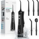 Water Flosser for Teeth Cleaning, 300ML Portable Cordless Oral Irrigator with DIY Strength, 4 Modes, IPX7 Waterproof & 30-Day Battery, 2-Min Smart Timer for Home/Travel Dental Care (Black)
