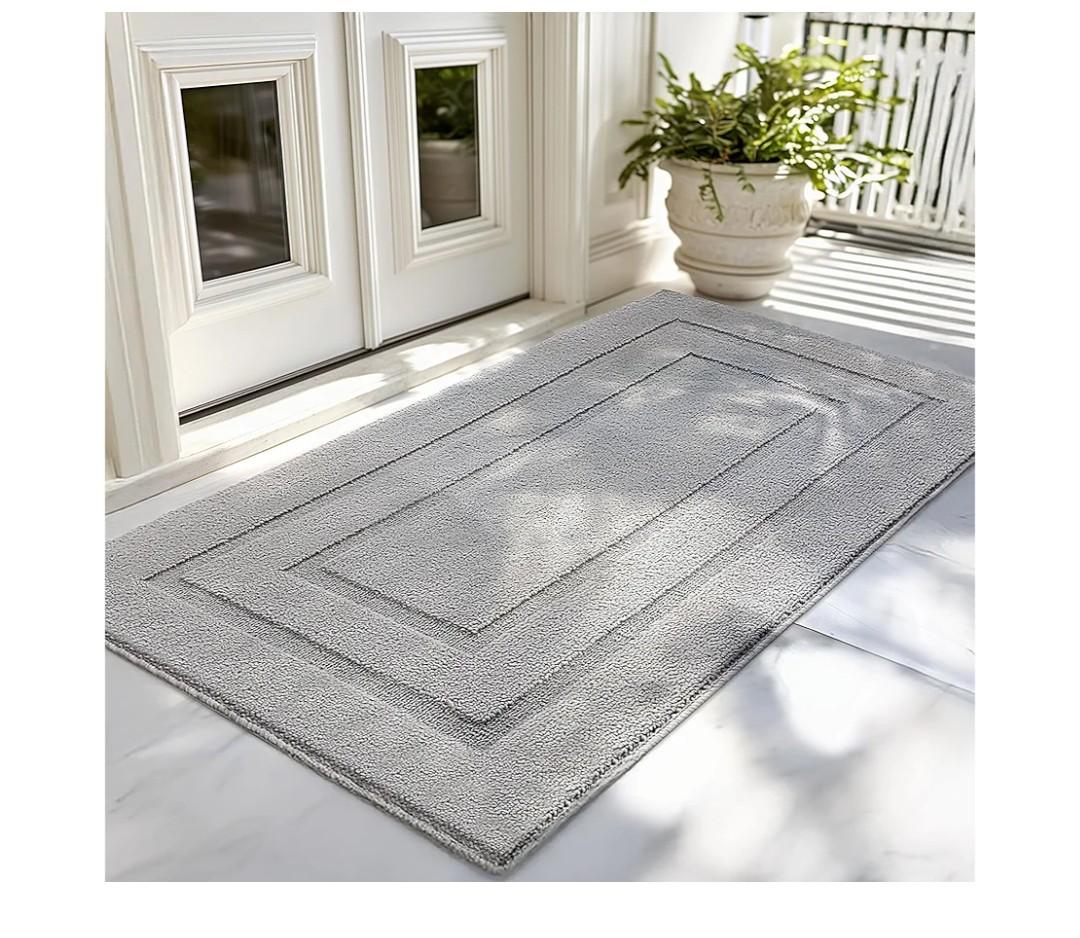 GRANNY SAYS Front Door Mat Outside Entrance, Welcome Matt Non-Slip, Outdoor Door Mats for Entryway, Long Front Porch Mat Low Profile Resist Dirt Easy to Clean, 60" x 36", Grey