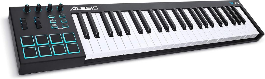 Alesis V49 - 49 Key USB MIDI Keyboard Controller with 8 Backlit Pads, 4 Assignable Knobs and Buttons, Plus a Professional Software Suite Included