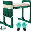 Saker Garden Kneeler and Seat Foldable Gardening Stool with Extendable Legs & Thickened Pad, Tool, Heavy Duty 400lbs Support for Elderly, Gardening, Outdoor Use (Basic Version)