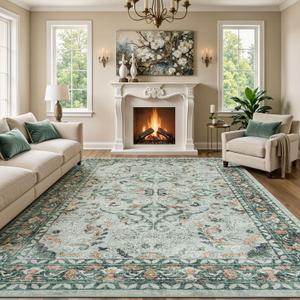9x12 Area Rugs for Living Room, Washable Non-Slip Large Rug, Sage Green