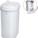 Ubbi Pet Waste Pail, Odor-Locking Cat Litter Disposal System, Stainless Steel Pet Waste Can with Safety Lock & Scoop, No Special Bags Required, White