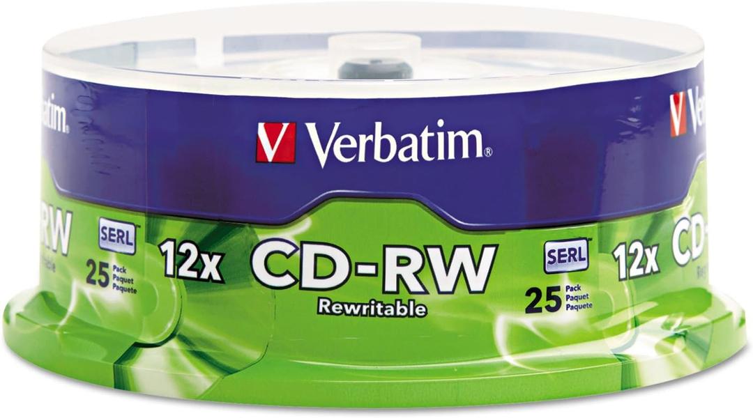 Verbatim CD-RW 700MB 2X-12X Rewritable Media Disc - 25 Pack Spindle