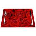 Red Rose Placemats Set of 4, Beautiful Red Rose Placemats Heat Resistant for Dining Table Non-Slip 18x12 Inches