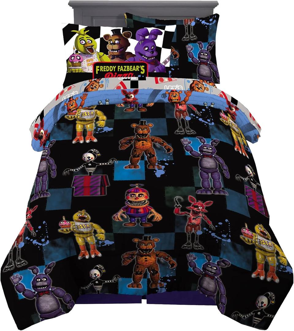 Franco Kids Bedding Super Soft Comforter and Sheet Set with Sham, 5 Piece Twin Size, Five Nights At Freddy's
