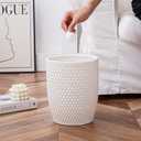 White Ceramic Trash Can - Small Trash Can Wastebasket for Bathroom, Kitchen, Office & Home Decor - Ceramic Round Garbage Container Basket Bin (2.5 Gallon)