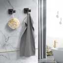 Heavy Duty Stainless Steel Towel Hooks, Wall Mounted Square Robe Hooks for Bathroom, Kitchen, Bedroom, Hotel Matte Black 2 Pack