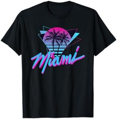 Miami - Palm Trees - Vaperwave Synthwave 80s Style Retro T-Shirt 2XL