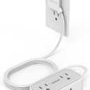 Small Flat Plug Power Strip for Cruise Ship, TESSAN Ultra Thin Extension Cord with 3 USB (1 USB C) and 2 Outlets Mini Charging Station, 5 ft Slim Plug for Travel Office School Dorm Room Essentials (Grey)