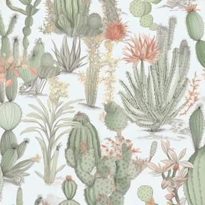 Fvlow Boho Cactus Wallpaper Peel and Stick, 17.4" x 78" Botanical Self Adhesive Shelf Liner Green Floral Contact Paper Western Wallpaper Waterproof Contact Paper for Countertop Desk Cabinets Decor