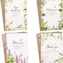 Crisky 50 Pack Funeral Thank You Cards with Message Inside Envelopes and Stickers Watercolor Greenery Plants Floral 4 Assortment (50 Pieces, Assorted Floral)