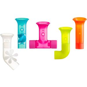 Boon Pipes Toddler Bath Toys - Interactive Toddler Sensory Toys - Suction Bath Toys for Hand Eye Coordination and Fine Motor Skills - Multicolored - 5 Count- Ages 12 Months and Up