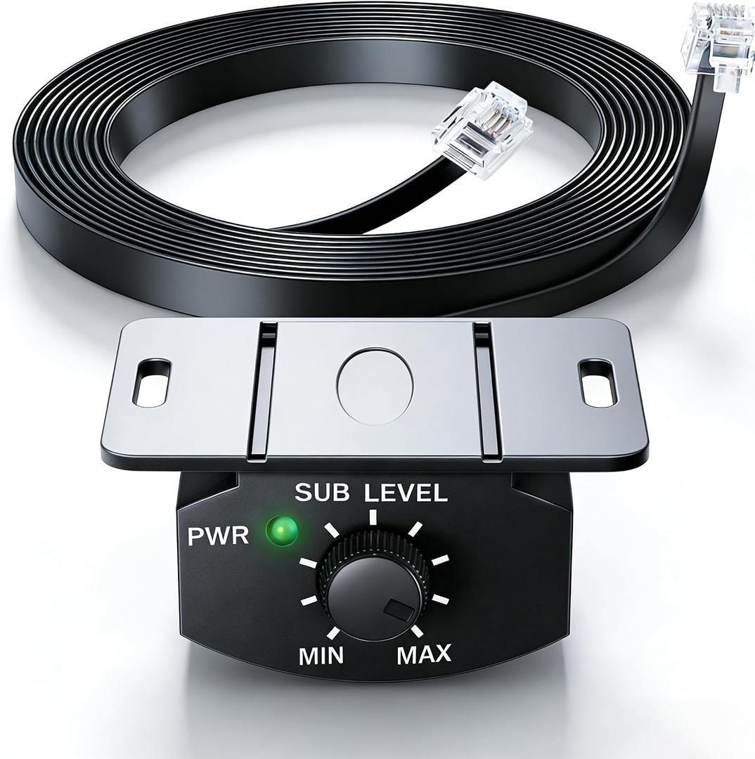 Universal Bass Control Knob, 16.4ft Extension Copper Core Cable with 4-Pin Subwoofer Volume Control, Easy Install,Compatible with Most Car Amplifier