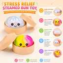 2 PCS White Glitter and Colorful Mystery Dumpling Squishies,Soft Stretchy Bao Bun Stress Relief Balls,Sensory Fidget Squeeze Toys for Anxiety Relief,Decompression Desk Toys