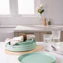 famiware Milkyway Dinner Plates, 10.24 inch Plates for 6, Stoneware Dessert Plates Dish Set for Kitchen, Reactive Glaze Plate Set, Microwave and Dishwasher Safe, Light Green