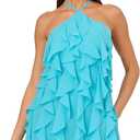 Adrianna Evening Women's Poly Chiffon Mini Dress, Azure Blue, 16