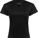 Women Golf Tennis Shirts,Athletic Women T-Shirts V-Neck Tops Short Sleeve Collarless Shirts (L)