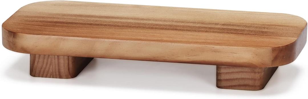 Liswit Farmhouse Wood Tray Rustic Wooden Pedestal 12 * 5.5 * 2 inches Decorative Wood Riser for Farmhouse Kitchen Counter Bathroom Room Decor (Brown)