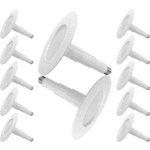 Jolux 12-Pack 5/6" Retrofit LED Recessed Lighting,12W=60W,5000K Daylight,800 Lumens,Dimmable Can Lights,Damp Rated,Simple Installation Adjustable Retrofit Downlight,ETL,Bevel Trim
