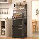 3-Tier Mini Fridge Stand with Storage – 2-in-1 Split Design, ETL Power Strip (2 AC + 2 USB), Adjustable Shelves & Heavy-Duty Frame, Mini Fridge and Microwave Stand for Kitchen, Dorm, Apartment, Office, Standard