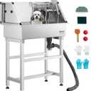 VEVOR Professional Dog Washing Station, 34 Inch Stainless Steel Pet Grooming Tub with Hot & Cold Faucet, Showerhead, Storage Rack, No-Bend All-in-One Bathtub, Home Wash Sink, Fits Small Cats and Dogs
