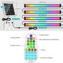 MEIKEE Solar RGBW LED Wall Washer Light 4 in 1, IP66 Waterproof Color Changing Solar Wall Strip Lights Bar with Remote, Solar Flood Light for Outdoor Indoor Halloween Christmas Stage Lighting