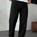 JMIERR Mens Baggy Jeans Stretch Casual Loose Fit Jeans Streetwear Denim Pants (Black, M)