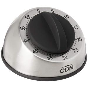 CDN Compact 60-Minute Mechanical Timer | Easy-to-Read 2.5 Dial | Loud 3-Second Alarm | Ideal for Cooking or Baking | Countertop or Wall Mountable | Silver Finish | MT1