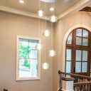 6-Lights Pendant Lighting for Entrance Modern Crystal Chandeliers LED Crystal Hanging Lights for Dining Room Bedroom Foyer Staircase Living Room 3000K (Silver)