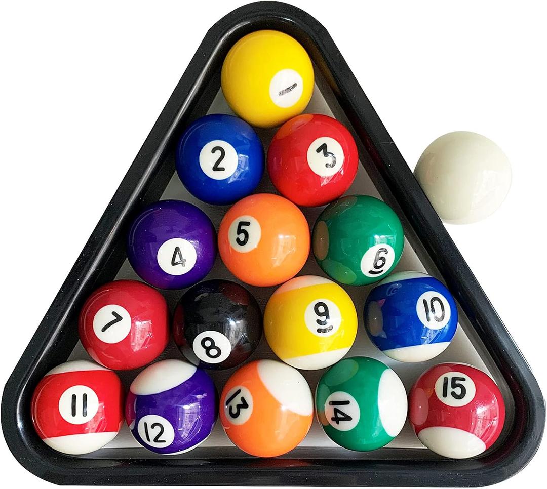 Upgrade Billiard Balls Set, 1.5 Inch Mini Size for 6 Feet Pool Table 1-1/2" Pool Balls Set American Style, Complete 16 Balls