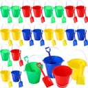 Sratte 24 Beach Sand Castle Buckets and Shovels Set,Includes 24 Pcs Plastic Sand Pails and 24 Pcs Shovels 5 Inch Small Kids Shovel for Boys Girls Toddlers, 4 Colors
