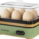 Evoloop Rapid Egg Cooker Electric 6 Eggs Capacity, Soft, Medium, Hard Boiled, Poacher, Omelet Maker Egg Poacher With Auto Shut-Off, BPA Free (Green)