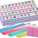 Pink Mahjong Tile Set with 4PCS Mahjong Racks with Pushers