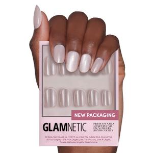 Glamnetic Press On Nails - Pure Intentions | Glossy, Semi-Transparent, Short Round Fake Nails, Salon Quality | 12 Sizes - 30 Nail Kit with Glue