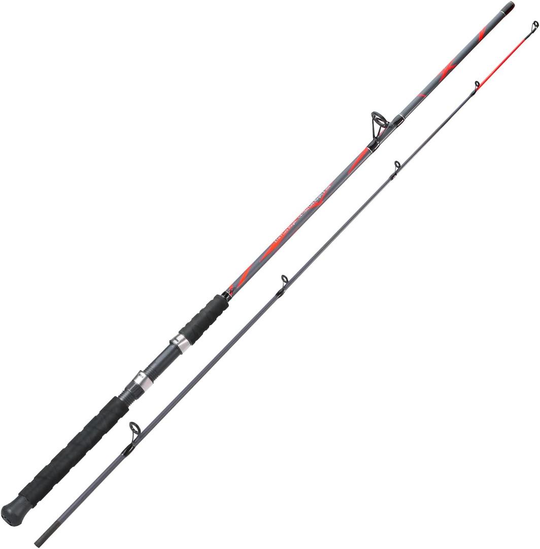 Sougayilang Spinning Rods, Strong Carbon&Glass Composite Fishing Pole with Stainless Steel Line Guides for Catfish- 7'0"- Red