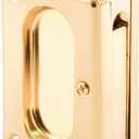 Prime-Line N 7361 Brass Closet Pocket Door Passage Pull, 3-3/4 x 2-1/2 Pull for 1-3/8 x 1-3/4 Thick Doors, Polished Brass (Single Pack)