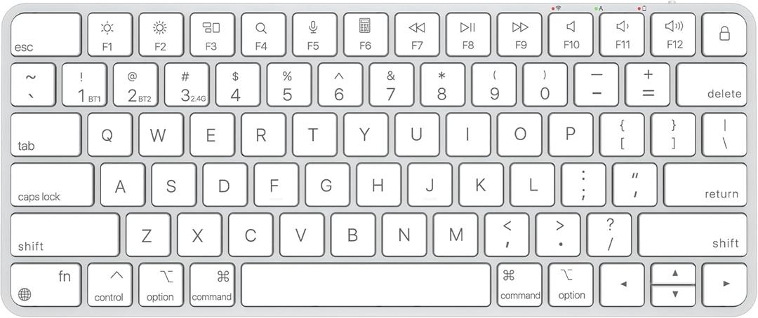 Wireless Keyboard for Mac, Bluetooth/2.4G USB Dual-Channel Connection, Multi Device, Mini Size, Rechargeable Bluetooth Keyboard for Mac Compatible with iMac, iPad, iPhone, MacBook Air/Pro