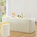 8 Pack Beige Table Cloth for 6 Foot Rectangle Tables Spandex Fitted Tablecloth 6ft Stretch Table Covers Skirt Beige Banquet Tablecloths Wrinkle Free Tablecloth for Party Wedding Birthday Event