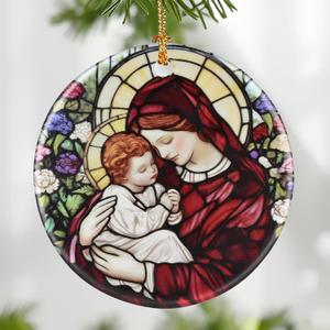 Virgin Mary Ornament: Christmas Ornaments, Religious Christmas Decorations for Tree, Catholic Ornament & Christian Holiday Decor | Religious Gifts, Christian Gifts (Christian Design 1)