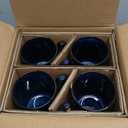 vicrays Ceramic Coffee Mug Set - 18 Ounce Large Stoneware Mug for Men Women - Unique Glazed Porcelain Mugs with Handle for Coffee Latte Tea Milk Cocoa - Set of 4 (Blue)