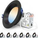 Adetu 4 Inch Anti-Glare LED Downlight,Dimmable Ceiling Light with 5CCT Reset,Selectable from 2700K to 5000K - 12W 1080LM, ETL Certified (Black, 6 Pack Round)