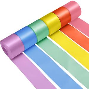 Jacriah 1-1/2 Inch Rainbow Satin Ribbons for Crafts, 6 Rolls Single-Faced Rainbow Assorted Ribbons for Gift Wrapping Flower Bouquet Wedding Invitations Bridal Shower Hair Bow Garland Party Decor