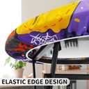 Halloween Round Fitted Tablecloth with Elastic Pumpkin Ghost Bat Spider Web Round Table Cover Waterproof Kitchen Decor Cover for Patio Holiday Party Fits to 44"-48" Round Table (Purple, 48" (Round))