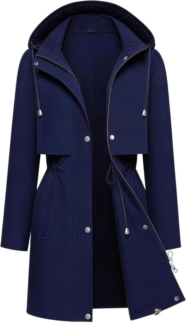 Abenstoc Women Rain Jacket Waterproof for Sports & Outdoor (US XL, Regular, Navy Blue)